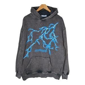 Aelfric Eden Lightning Hoodie Oversized Medium Streetwear Distressed Y2K